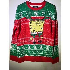 SpongeBob SquarePants Ugly Christmas Sweater Reindeer‎ Antlers Gary Snail Large